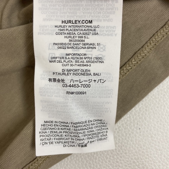 NWOT Hurley Tee Surf and Enjoy khaki brown super soft, preshrunk cotton Size M - Picture 9 of 10